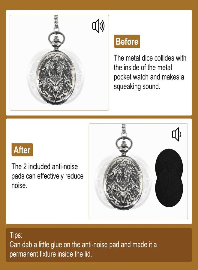 Kabinka DND Dice Set, 7pcs Mini Metal Dice with Pocket Watch Shell, Portable D&D with Necklace, Dungeons and Dragons Dice for RPG(Five-Headed Dragon, Ancient Silver) - Image 4